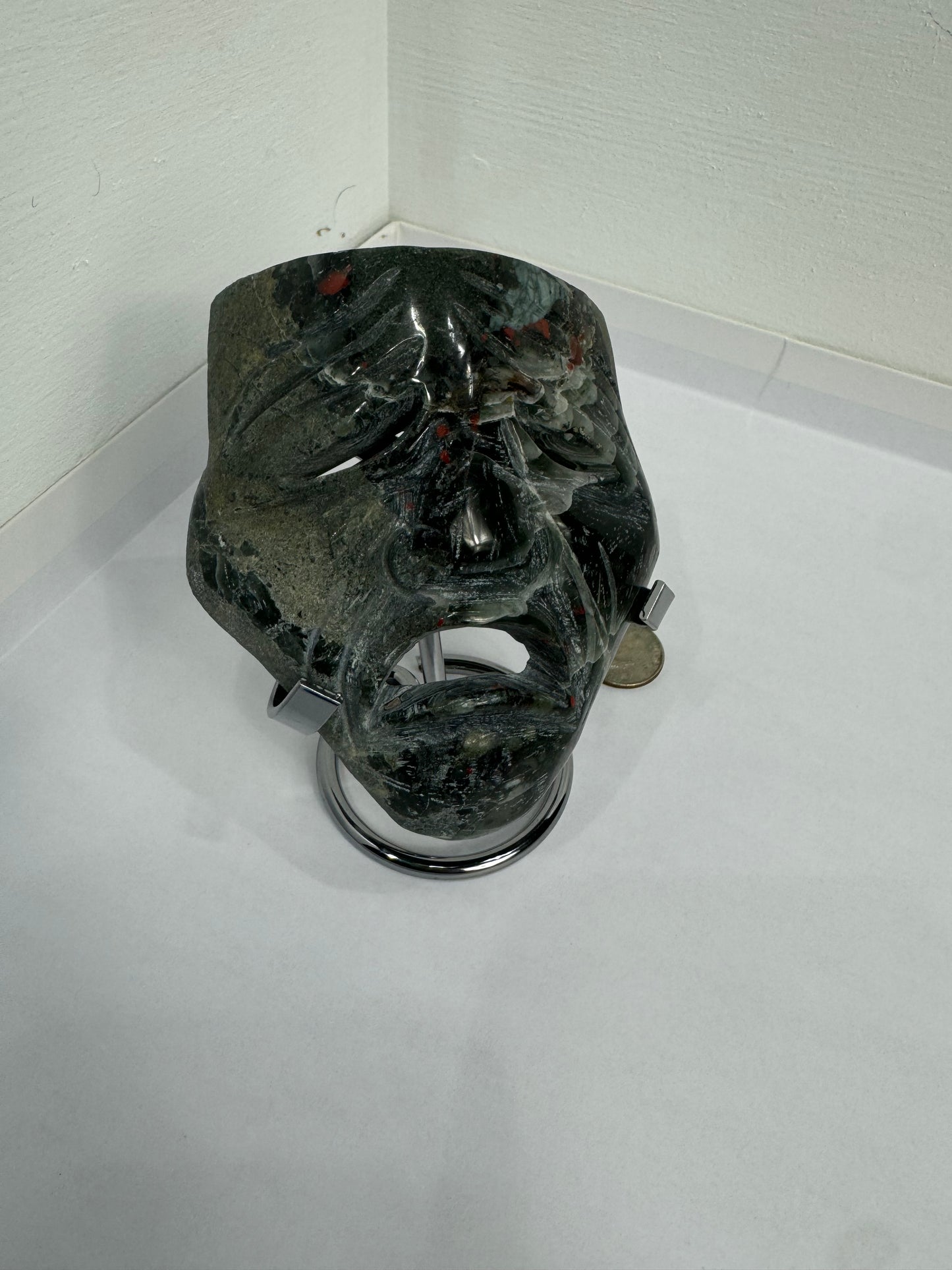 AFRICAN BLOODSTONE MASK- courage, vitality, protection