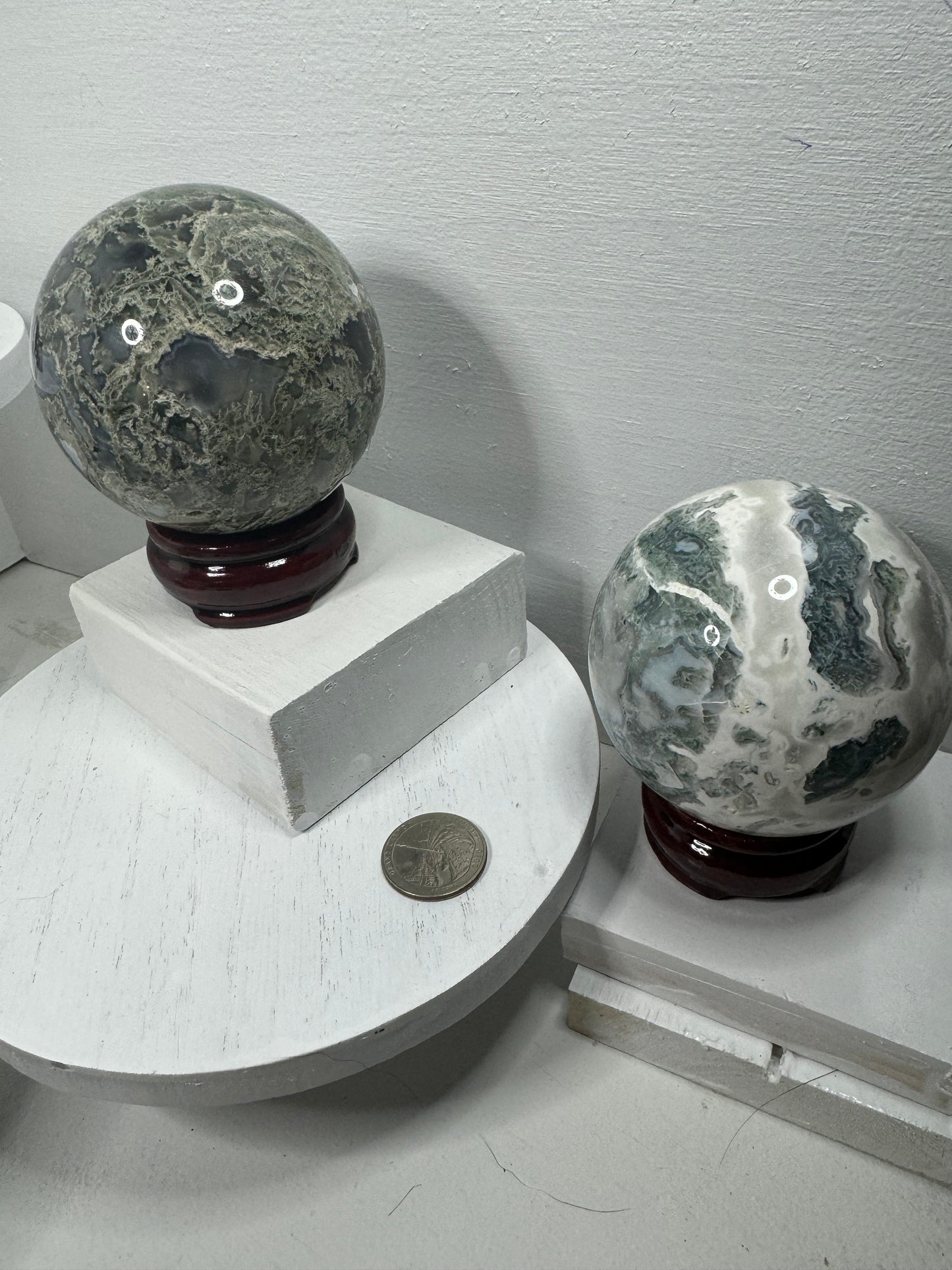 MOSS AGATE SPHERE-abundance, growth, emotional healing