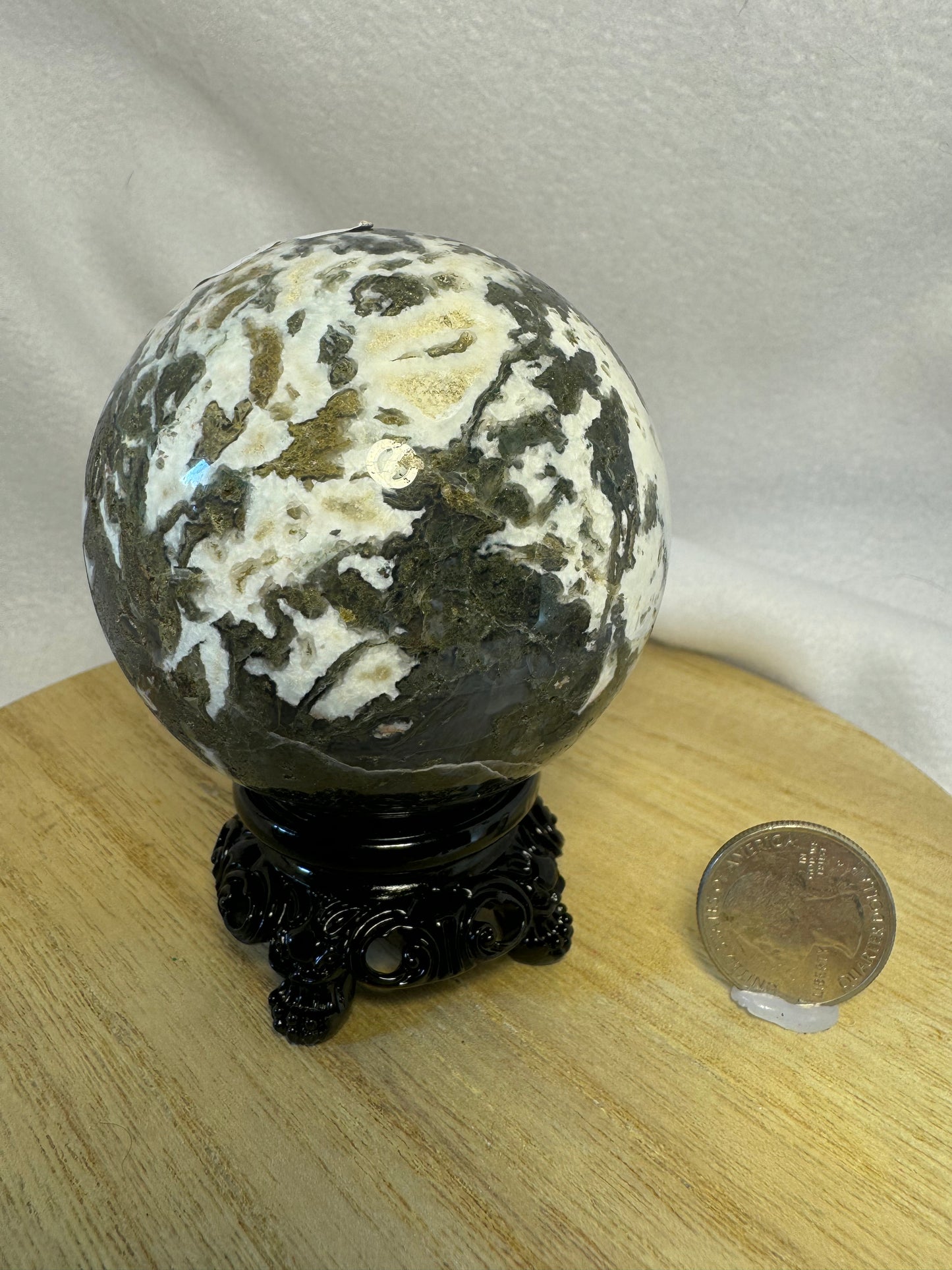 MOSS AGATE SPHERE-abundance, growth, emotional healing