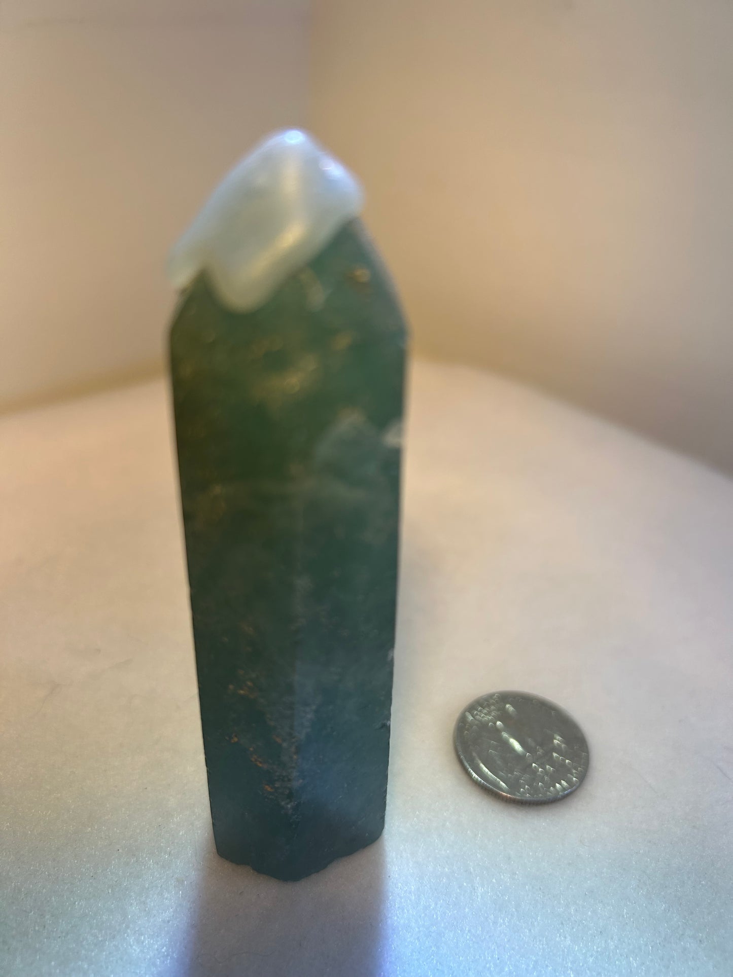 GREEN STRAWBERRY QUARTZ TOWER-positivity and heart-centered healing.