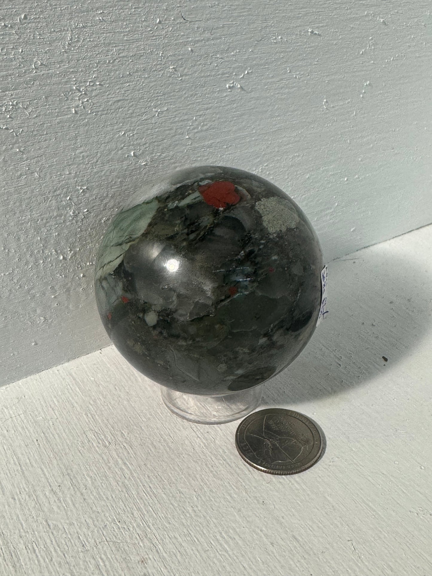 AFRICAN BLOODSTONE SPHERE-abundance courage, protection