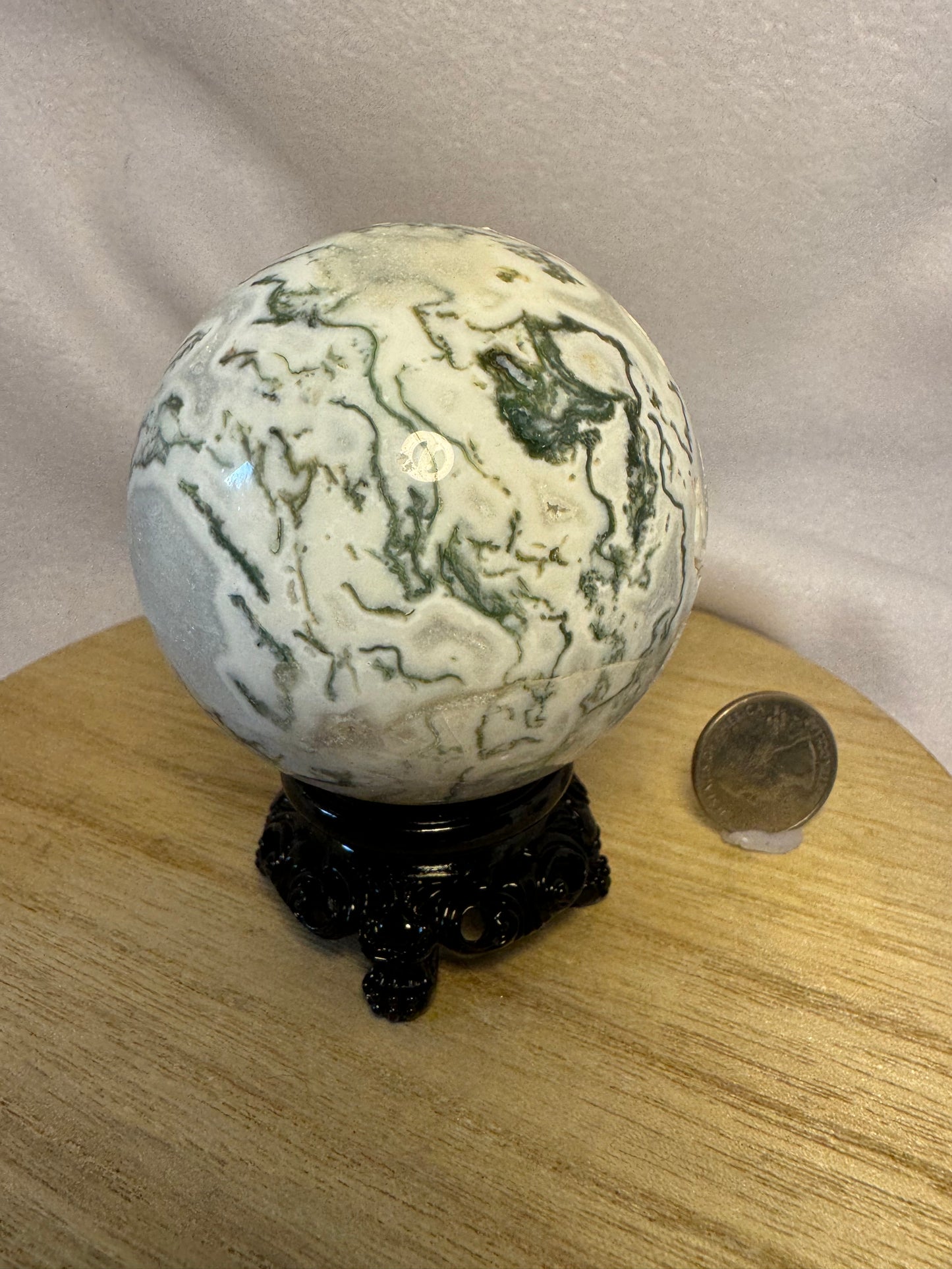 MOSS AGATE SPHERE-abundance, growth, emotional healing
