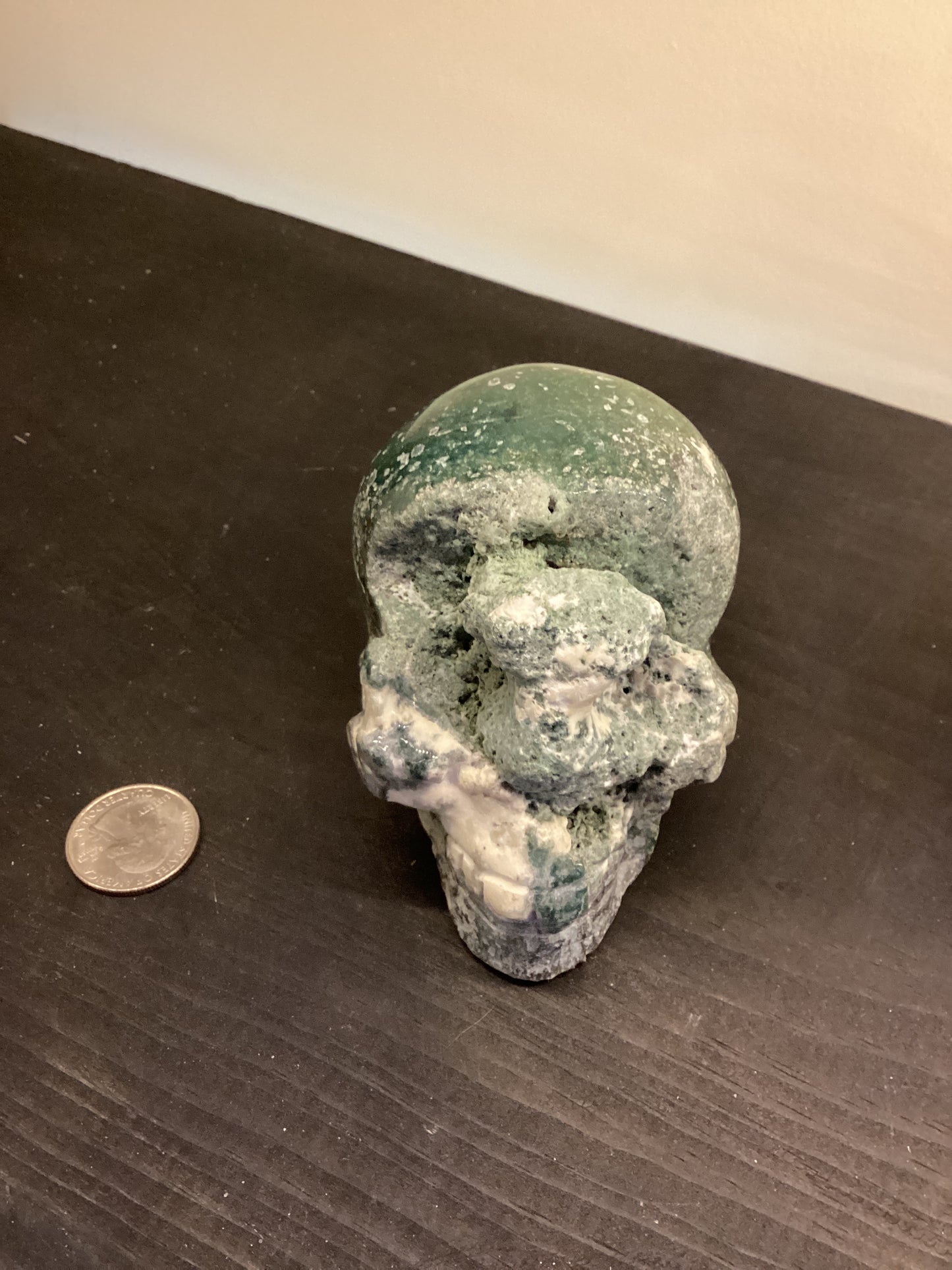 MOSS AGATE SKULL- abundance, growth, emotional healing
