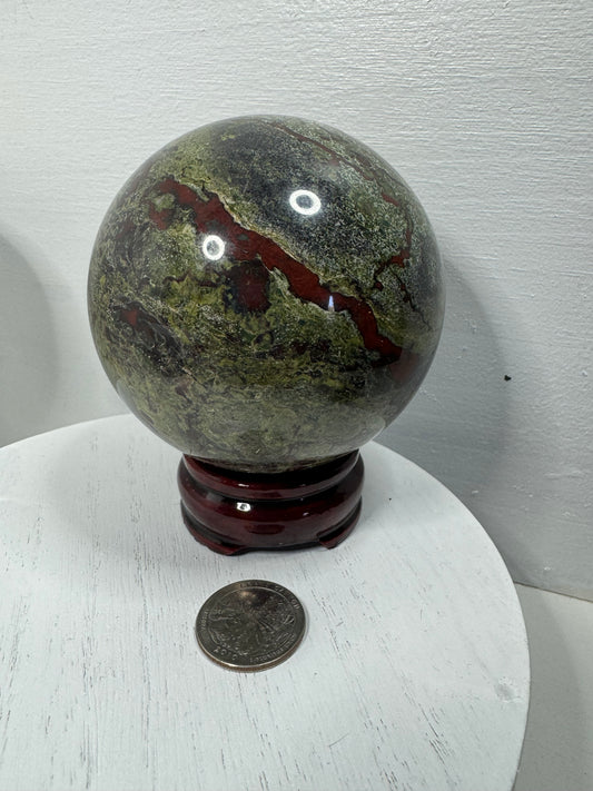 DRAGONS BLOODSTONE SPHERE-protection, strength, and vitality