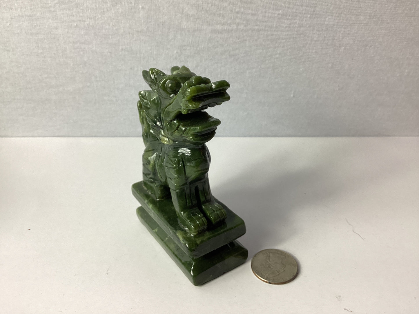 GREEN JADE DRAGON STATUE -Strength, Prosperity, Spiritual Protection