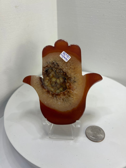 CARNELIAN HAMSA (FLAT HANDS)-Protection, Courage, Vitality