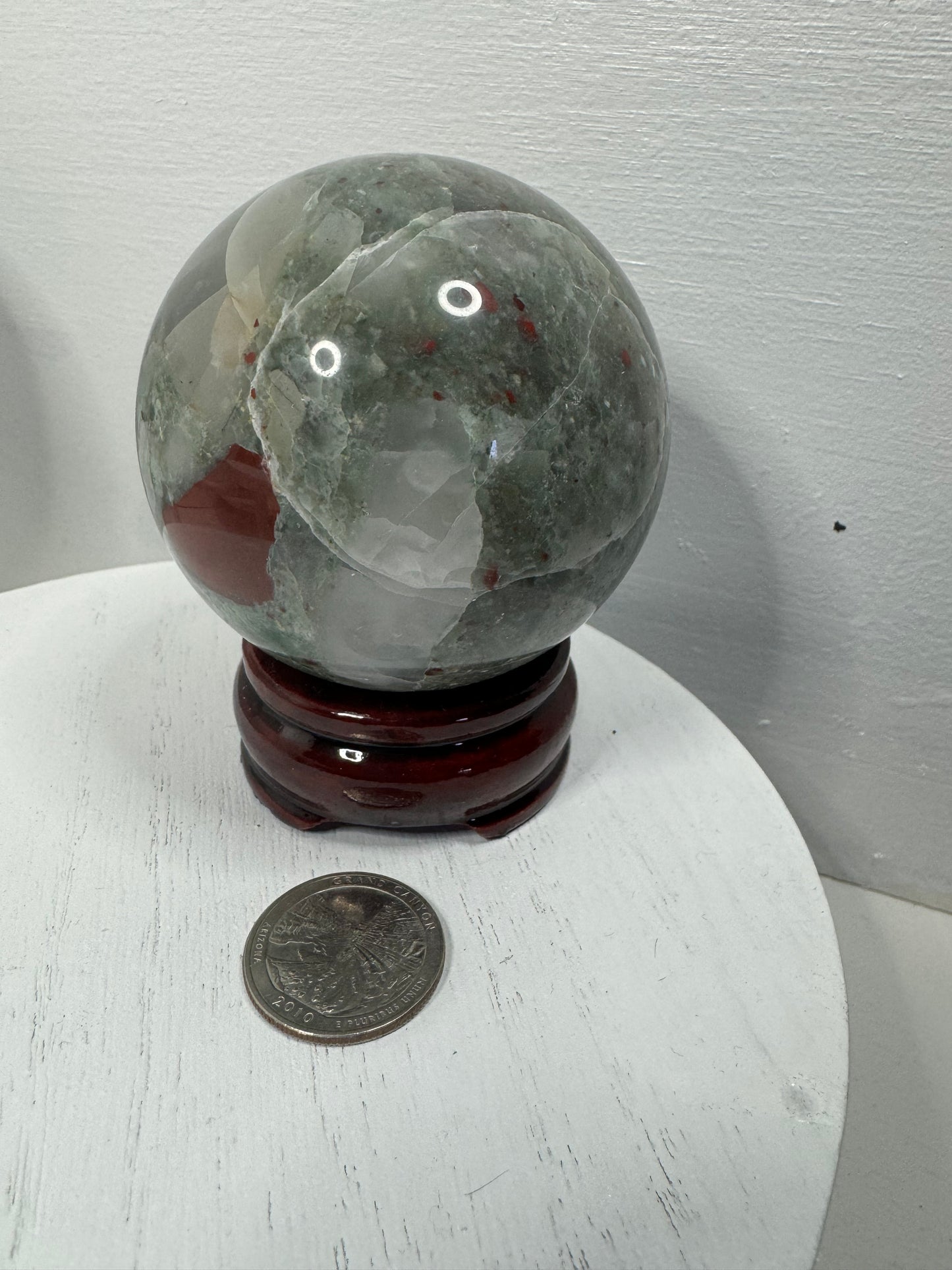 AFRICAN BLOODSTONE SPHERE-abundance courage, protection