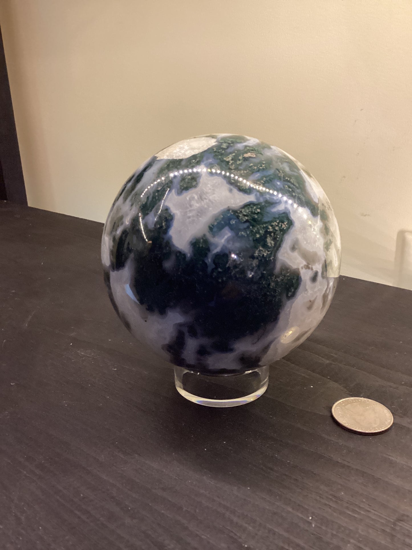 MOSS AGATE SPHERE-abundance, growth, emotional healing