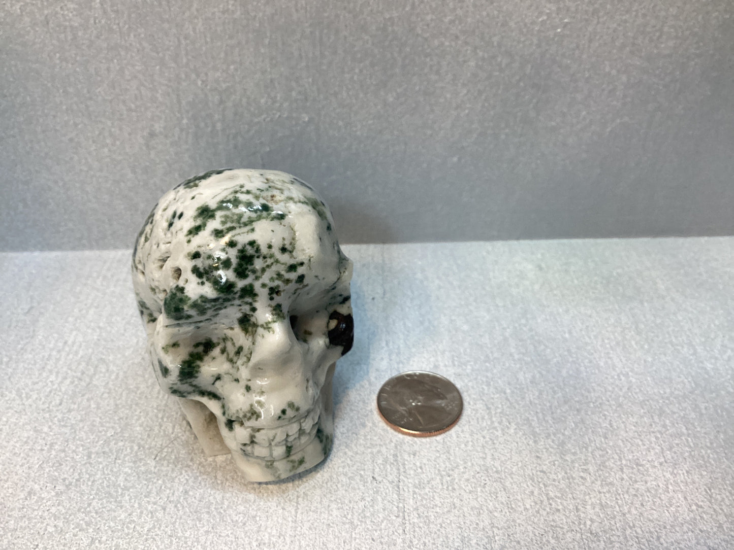 MOSS AGATE SKULL- abundance, growth, emotional healing
