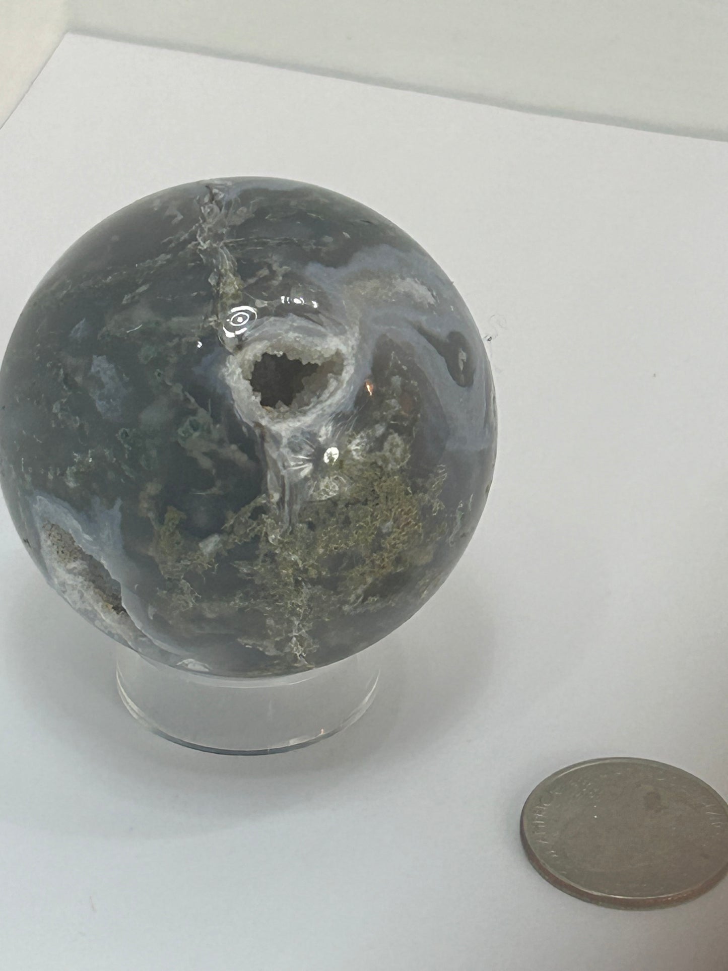 MOSS AGATE SPHERE-abundance, growth, emotional healing