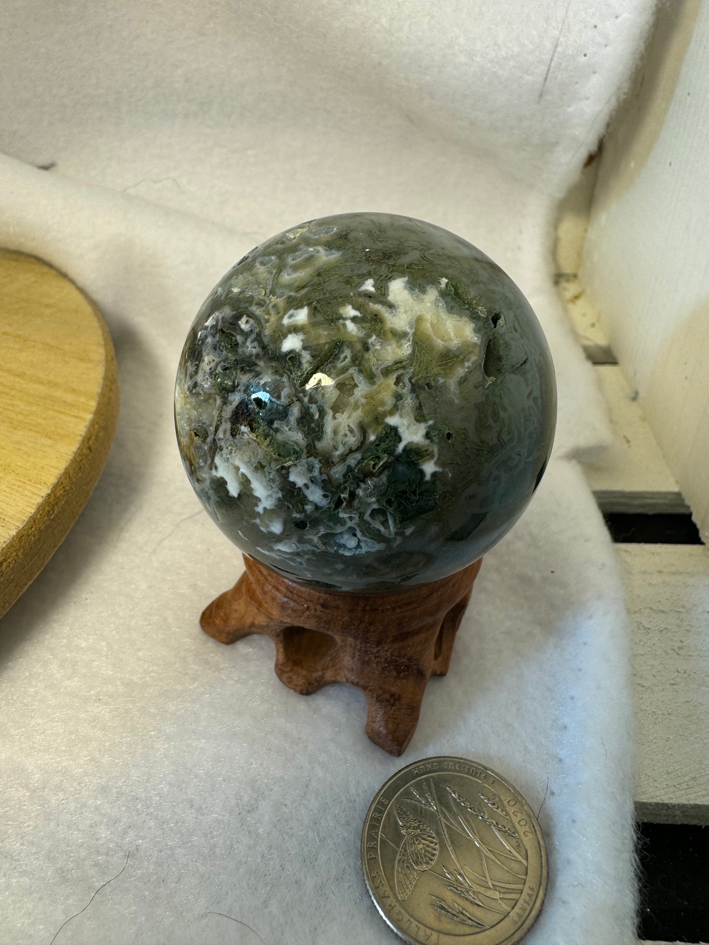 MOSS AGATE SPHERE-abundance, growth, emotional healing