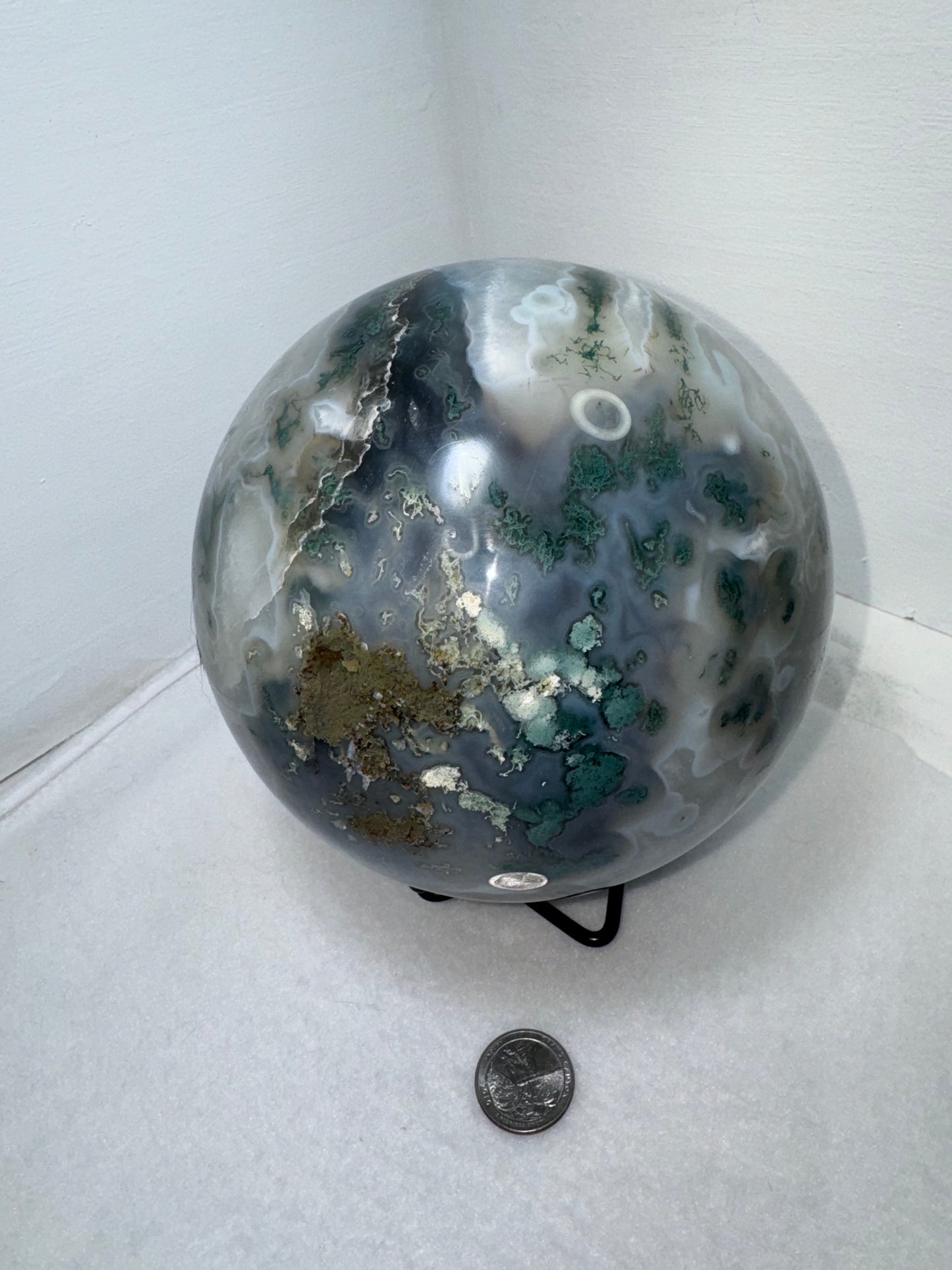 MOSS AGATE SPHERE-abundance, growth, emotional healing