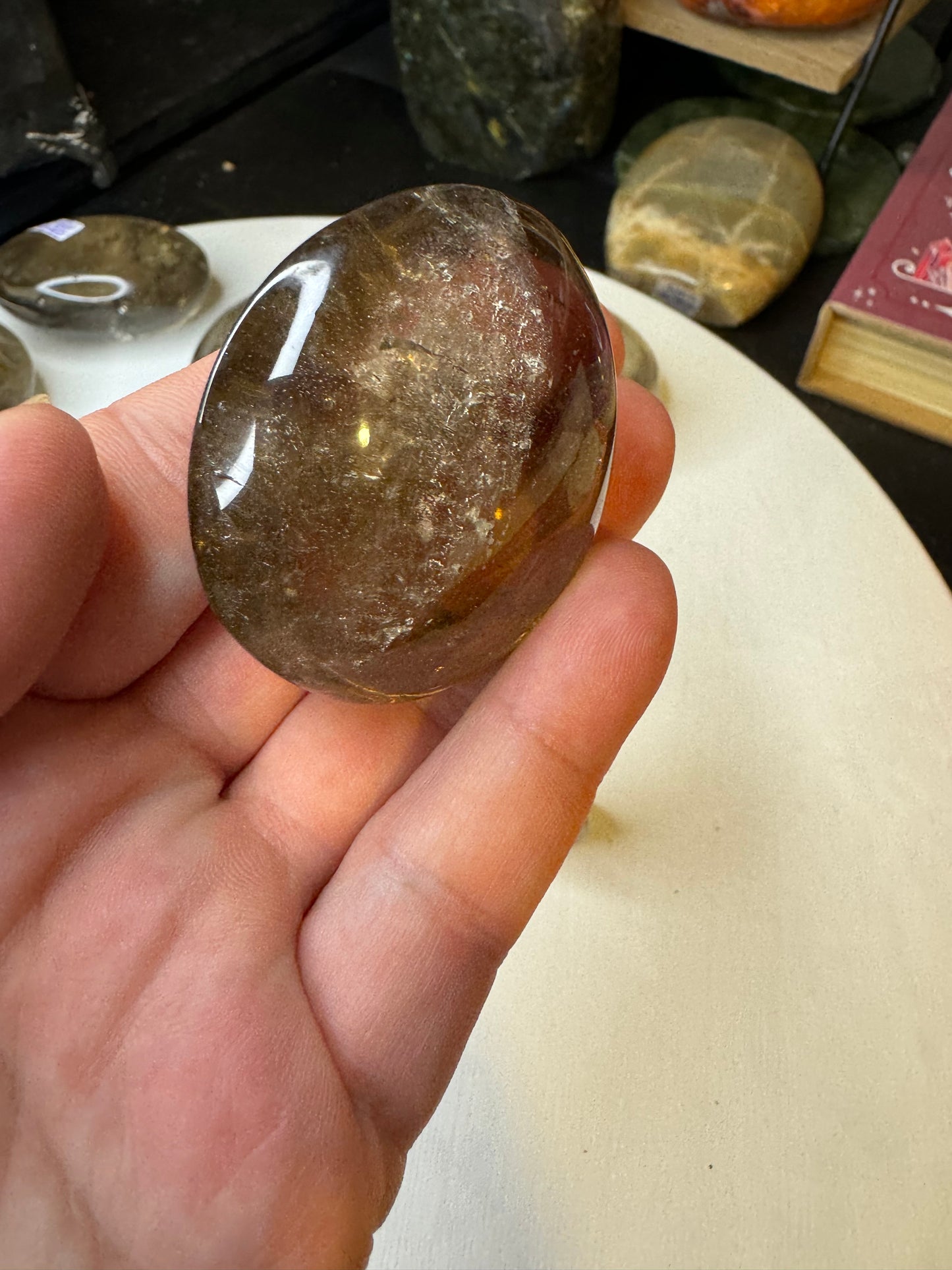SMOKEY QUARTZ PALM STONE-grounding, protection, and spiritual cleansing