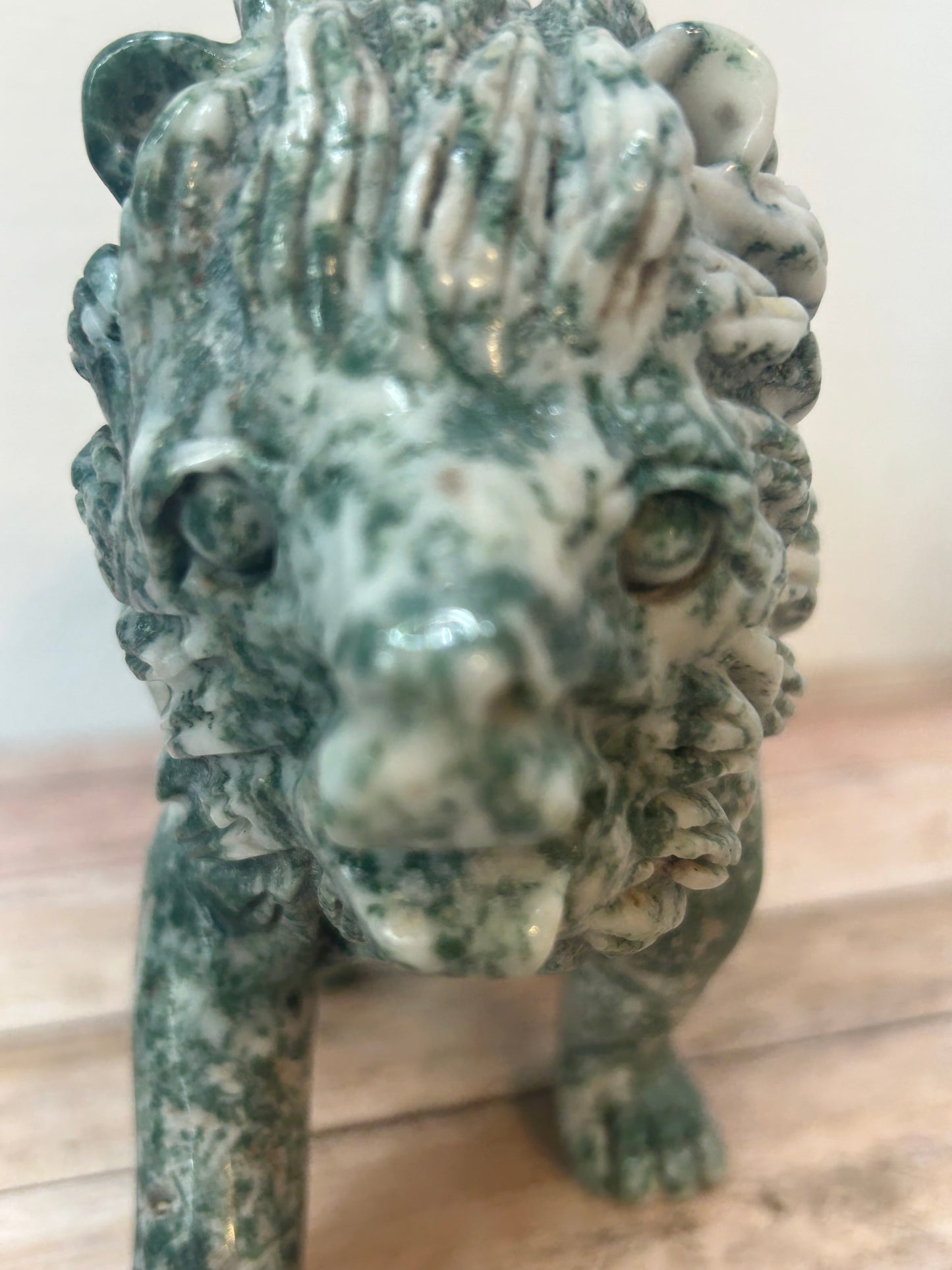 MOSS AGATE LION- Strength, Courage, and Connection to Nature
