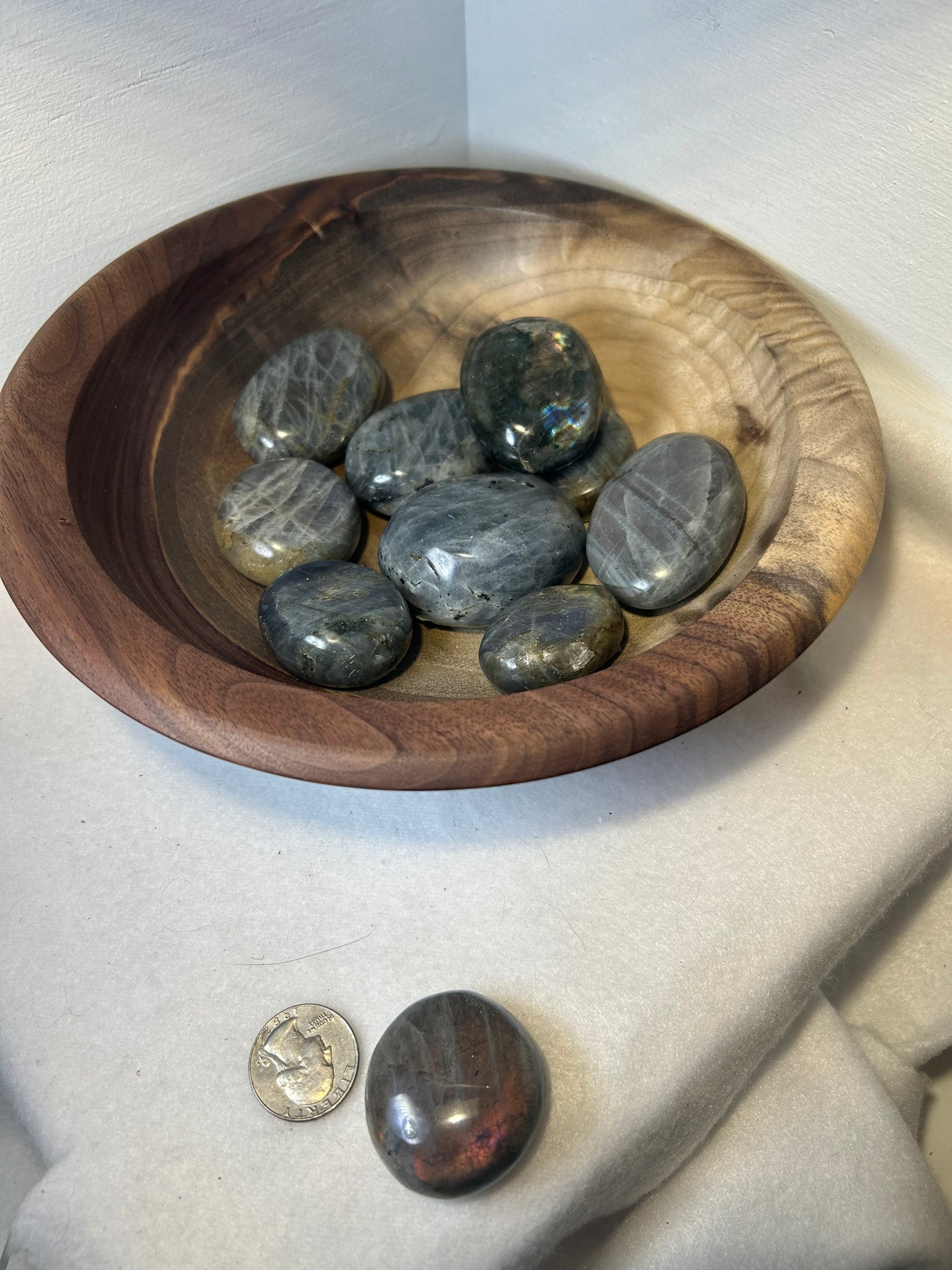 LABRADORITE PALM STONE-intuition, protection, and spiritual awakening