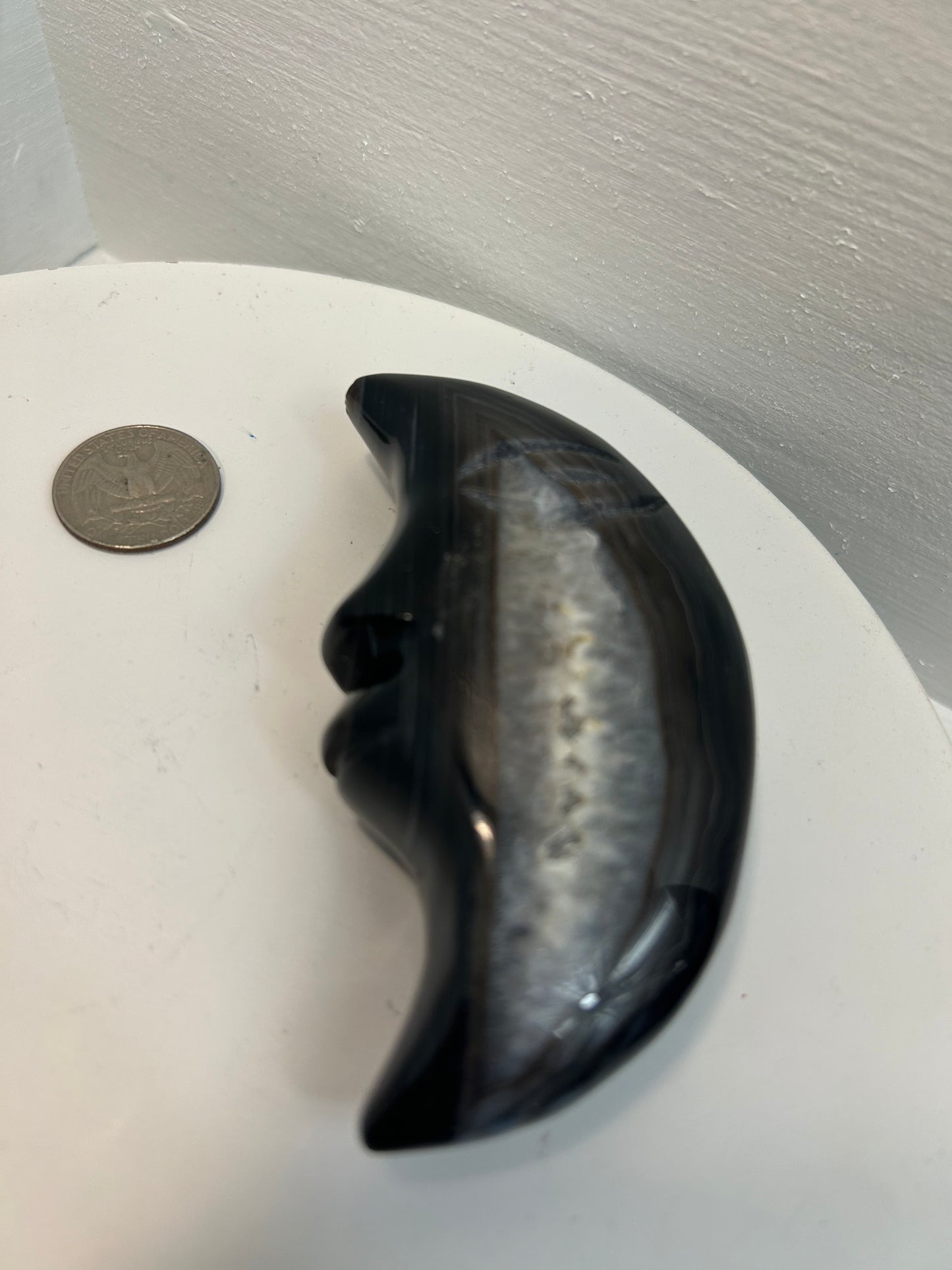 BLACK BANDED AGATE MOON-Protection, Balance, Introspection