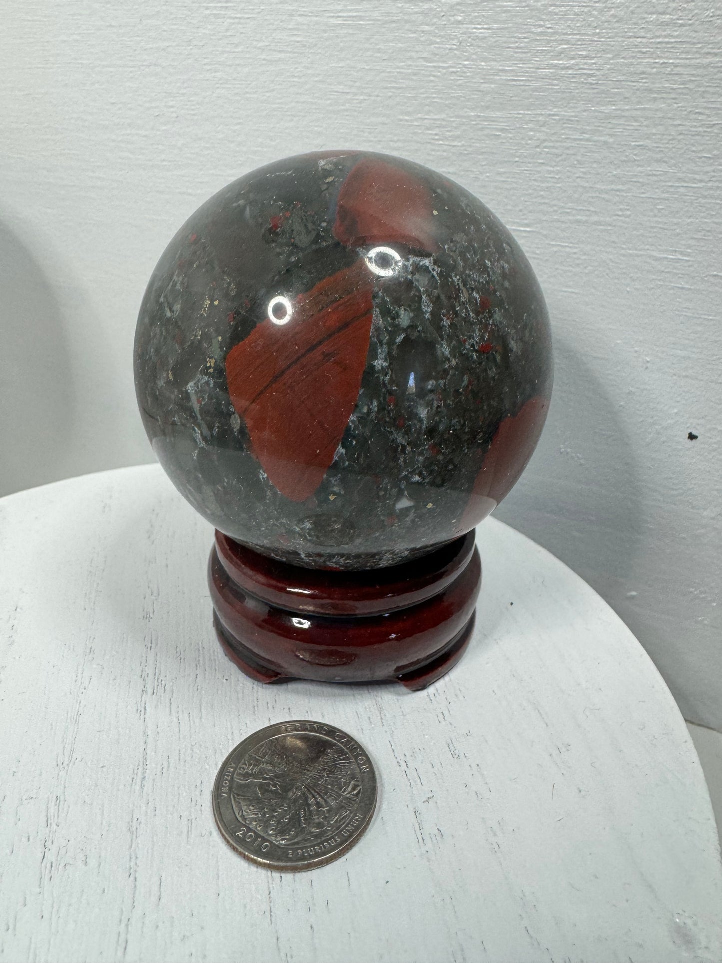 AFRICAN BLOODSTONE SPHERE-abundance courage, protection