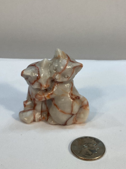 RED VEIN JASPER HUGGING CATS- Love, Unity, and Grounding Energy