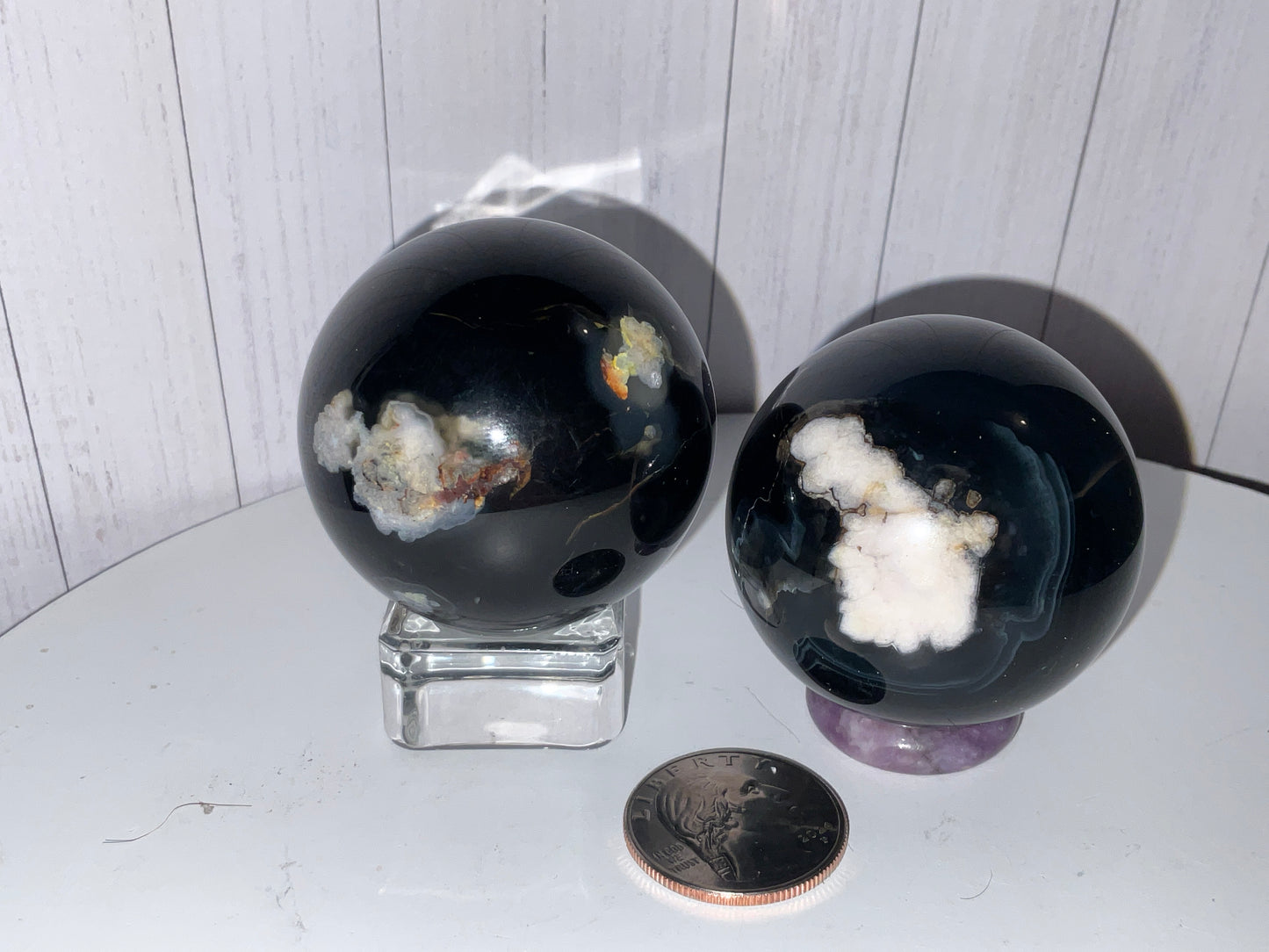 BLACK FLOWER AGATE SPHERE-Growth, Protection, Inner Strength