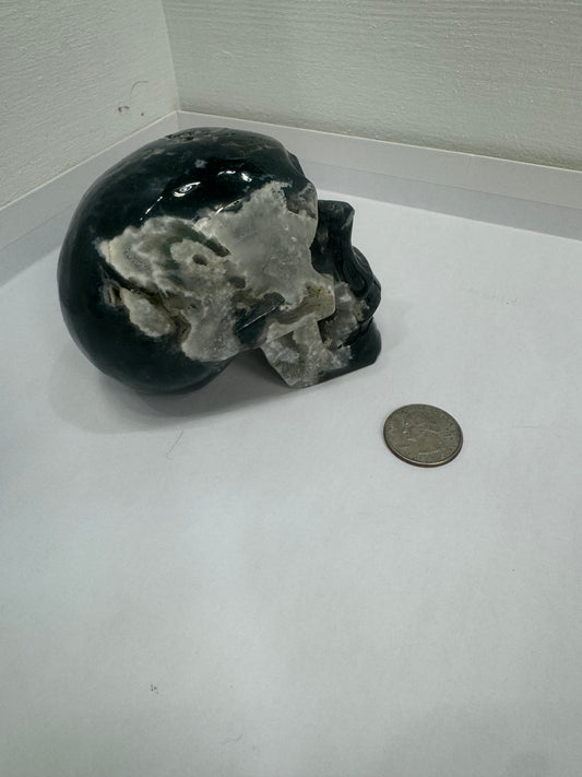 MOSS AGATE SKULL- abundance, growth, emotional healing