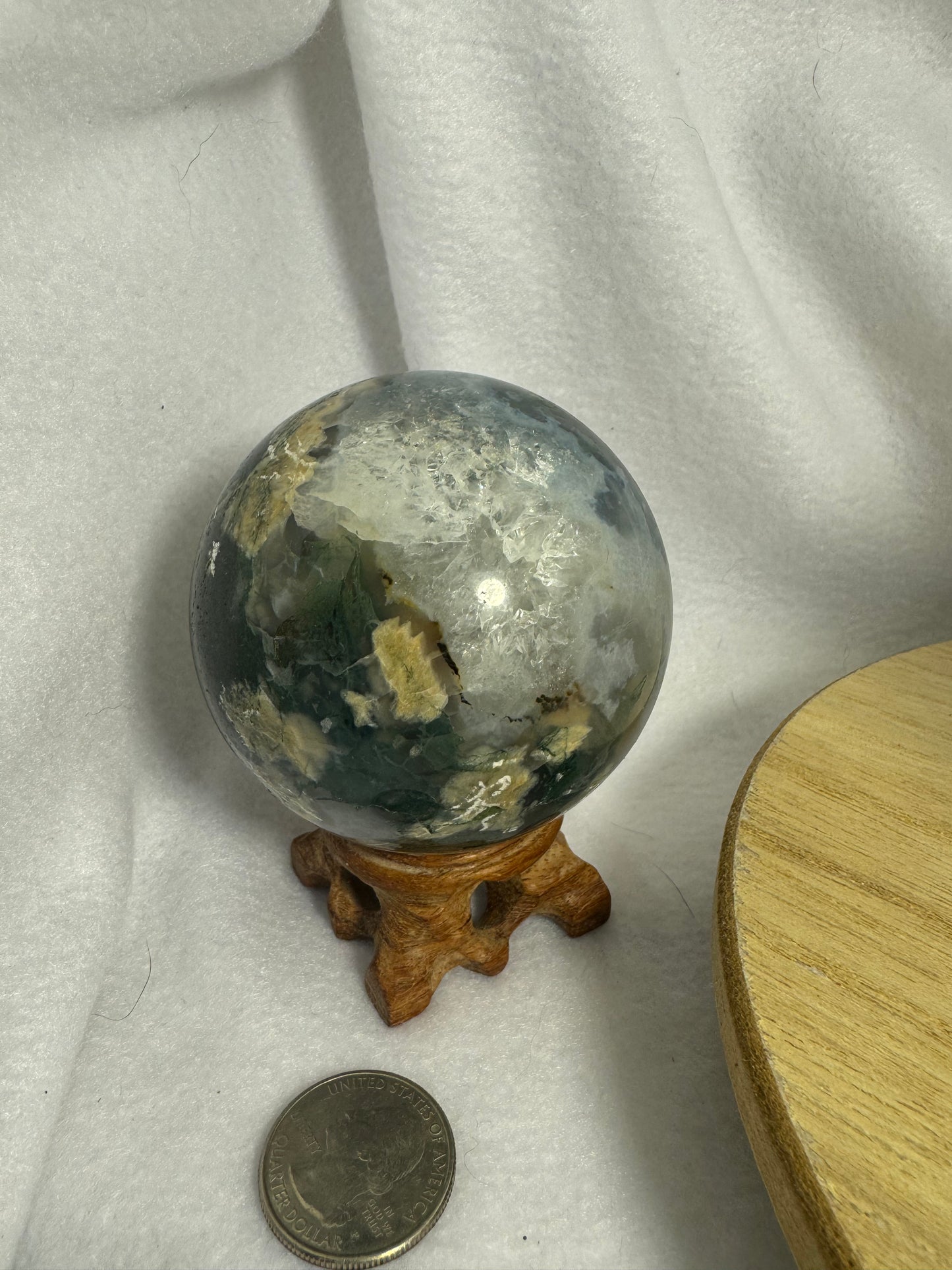 MOSS AGATE SPHERE-abundance, growth, emotional healing