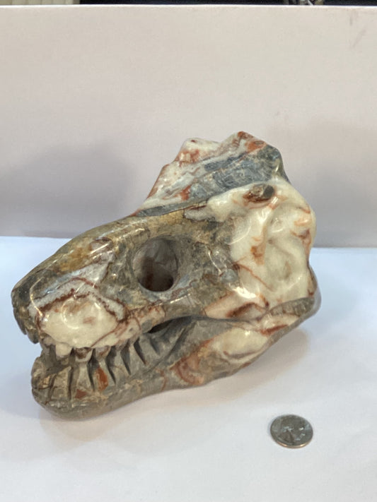 RED CRAZY LACE DINOSAUR SKULL-Strength, Vitality, and Grounding Energy