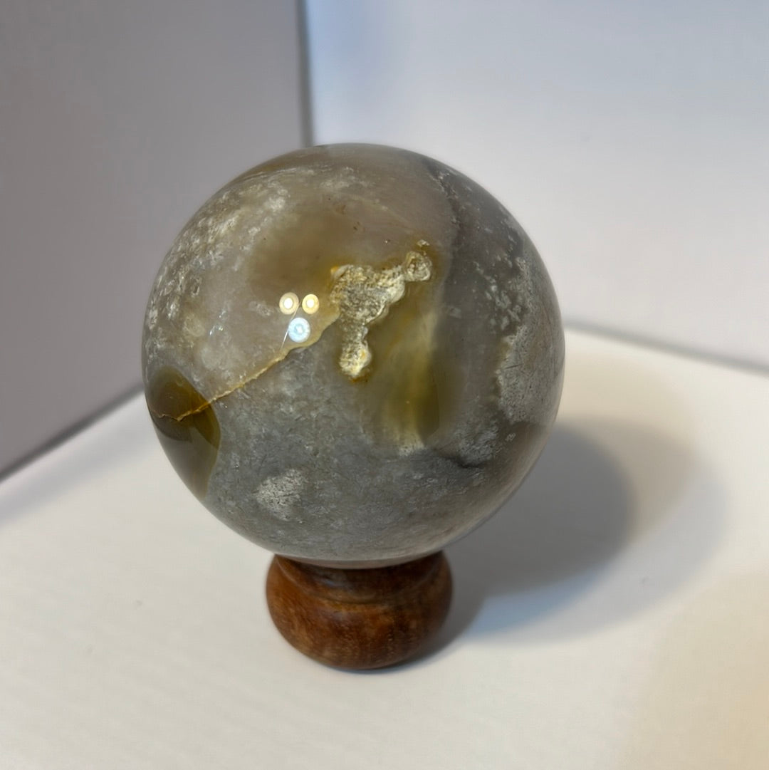 FLOWER AGATE SPHERE-growth, manifestation, and personal transformation