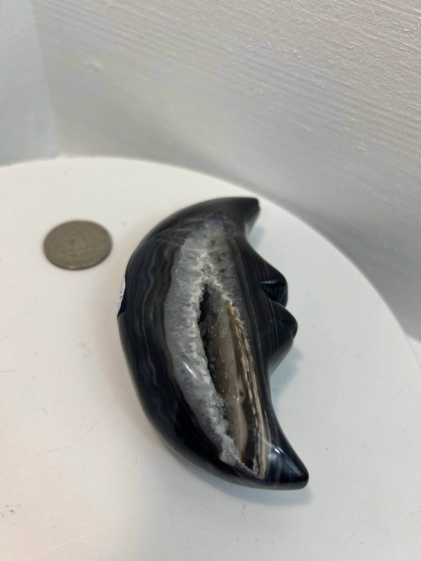 BLACK BANDED AGATE MOON-Protection, Balance, Introspection