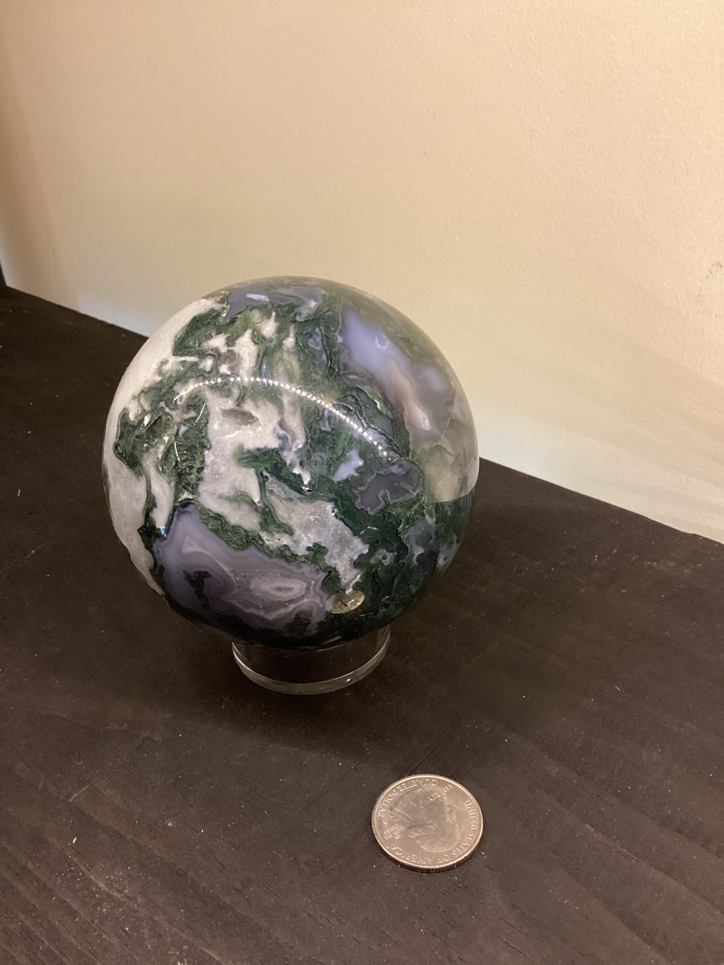 MOSS AGATE SPHERE-abundance, growth, emotional healing