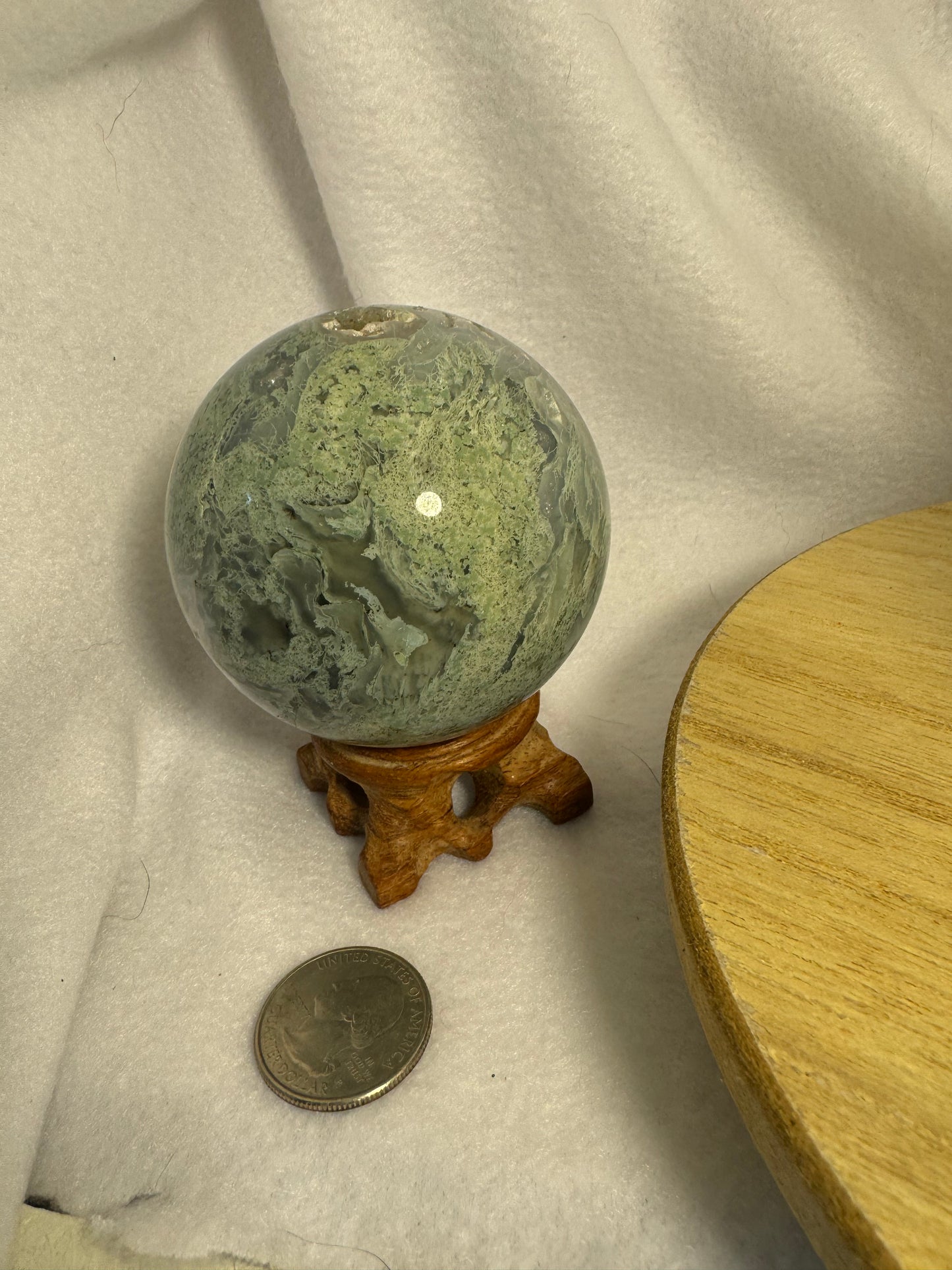 MOSS AGATE SPHERE-abundance, growth, emotional healing