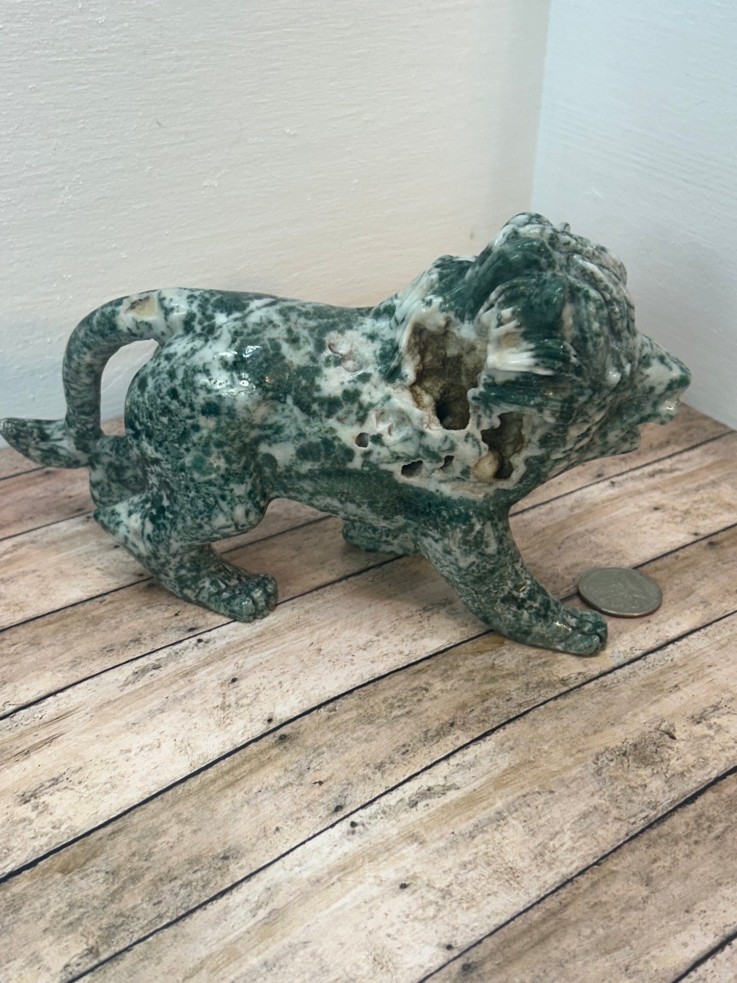 MOSS AGATE LION- Strength, Courage, and Connection to Nature