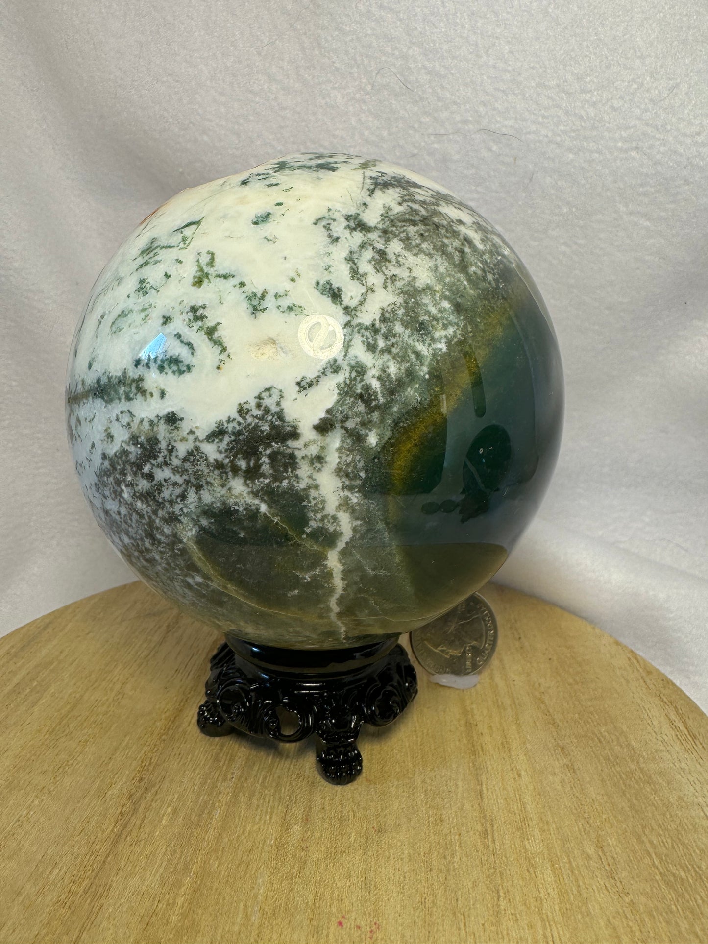 MOSS AGATE SPHERE-abundance, growth, emotional healing