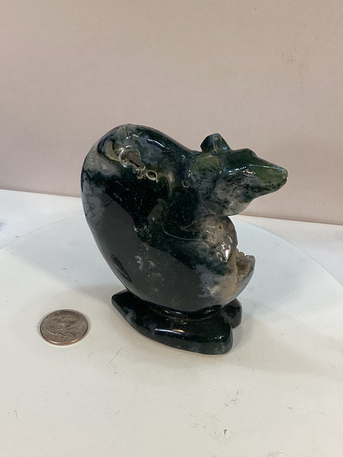 BLUE MOSS AGATE MOUSE with grape agate core-Intuition, Adaptability, and Tranquility