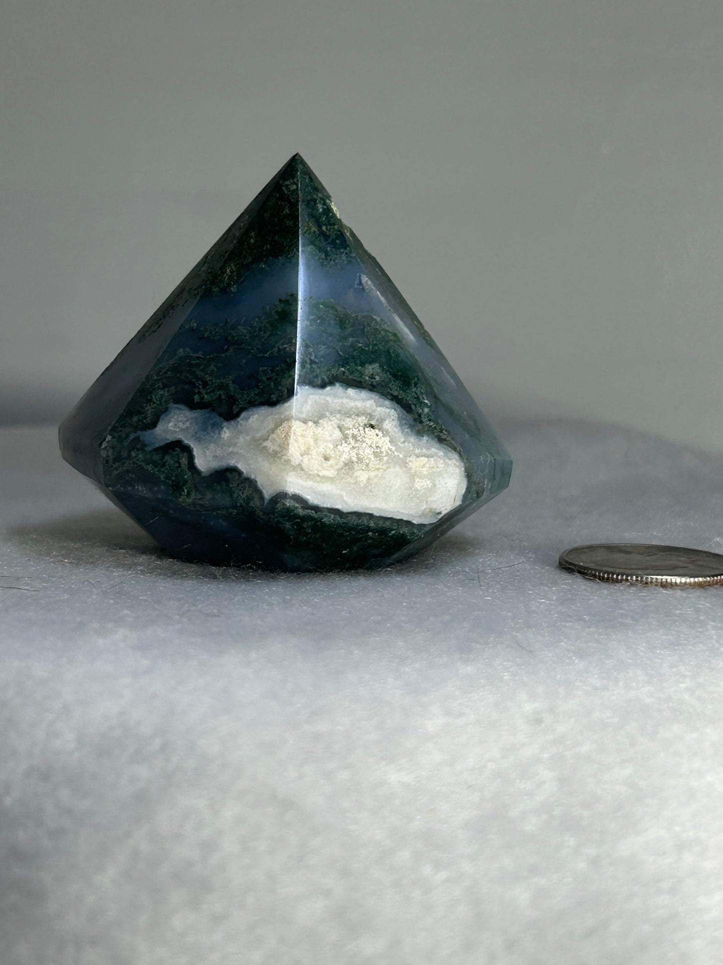 MOSS AGATE DIAMOND CARVING abundance, growth, emotional healing