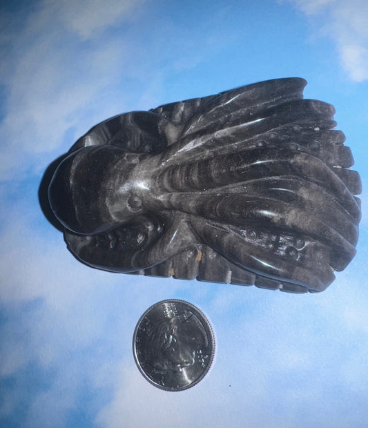 SILVER OBSIDIAN SEA LIFE CARVINGS-Protection, Intuition, Tranquility