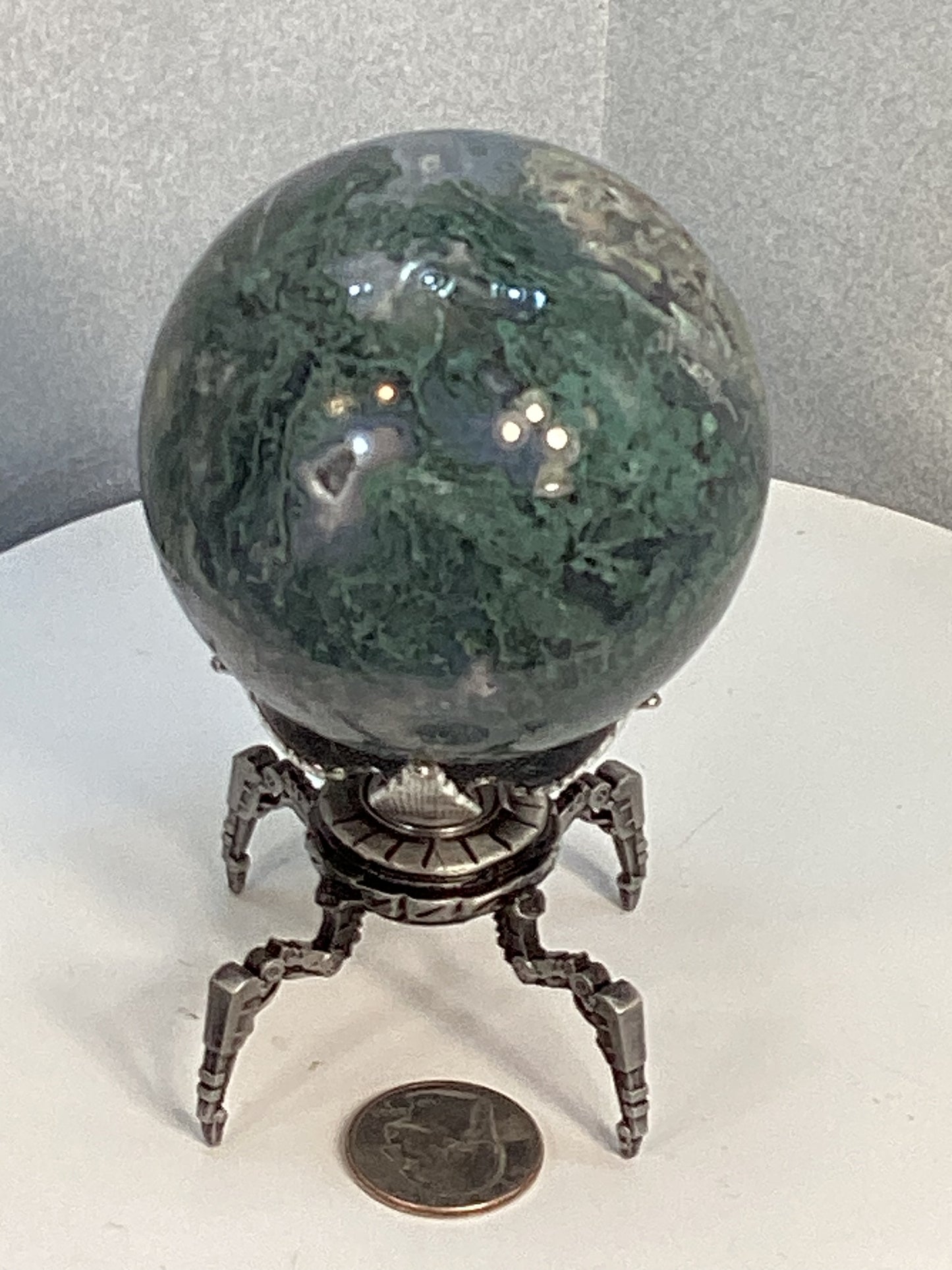 MOSS AGATE SPHERE-abundance, growth, emotional healing