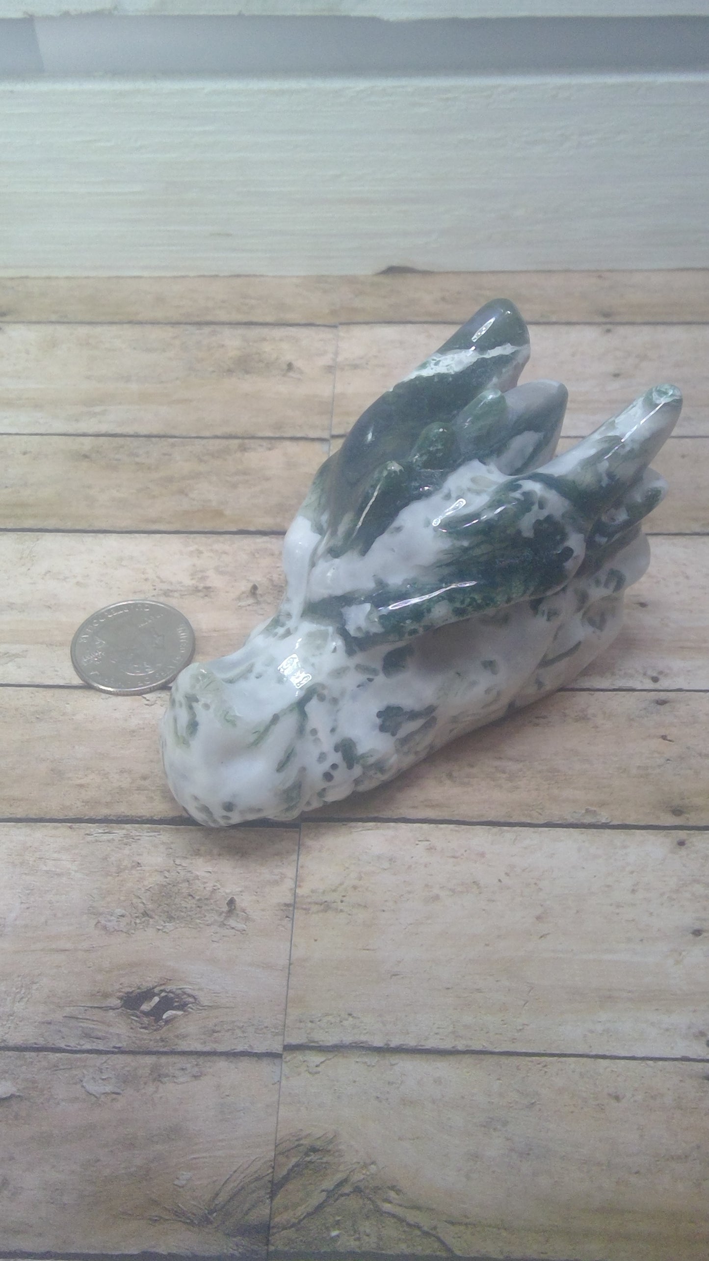 MOSS AGATE DRAGON SKULL- abundance, growth, emotional healing