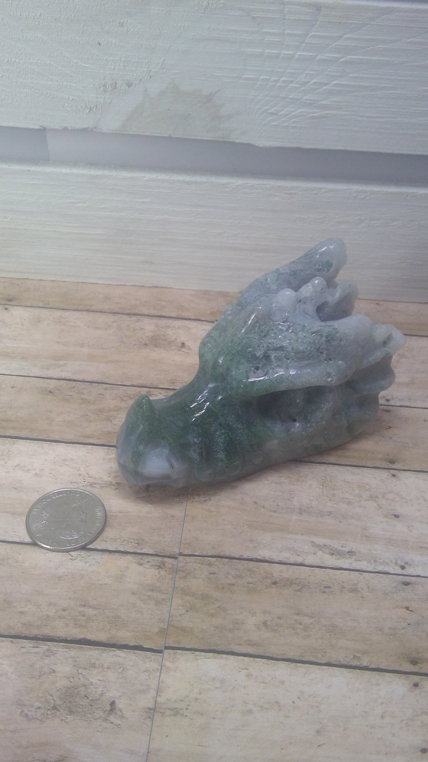 MOSS AGATE DRAGON SKULL- abundance, growth, emotional healing